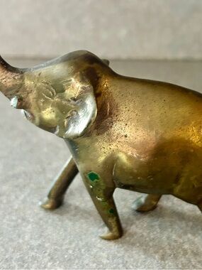 Vintage Brass Elephant Sculpture - Gold Finish Home Art